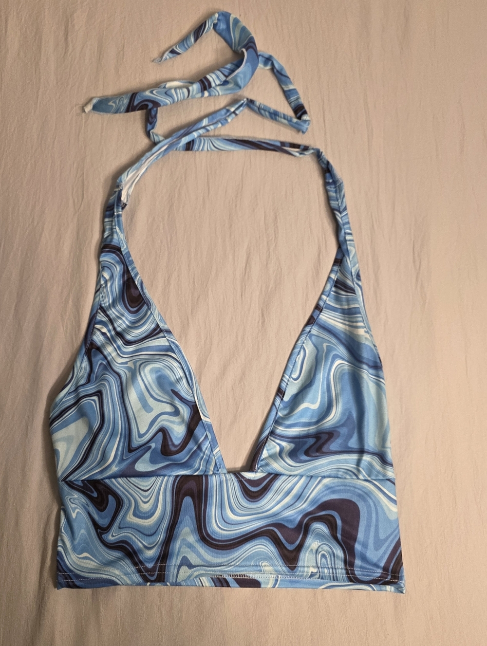 Blue Marble Halter Crop Top